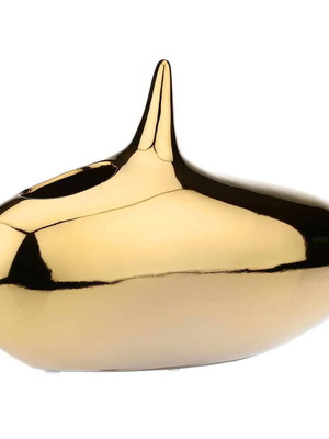 Decorative vase Gold Low Oroliquido new with mirror-like gold finish