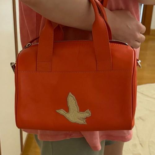 Leather bag new French finest quality orange handbag