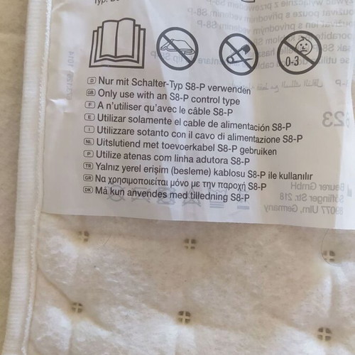 Beurer TS 26 XXL electric underblanket used, 140x150 cm, 2 controllers