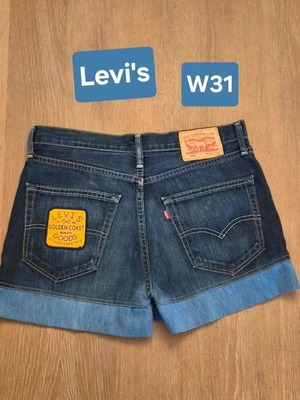 Levi's 508 Denim Shorts W31 used, dark blue, pineapple appliqués