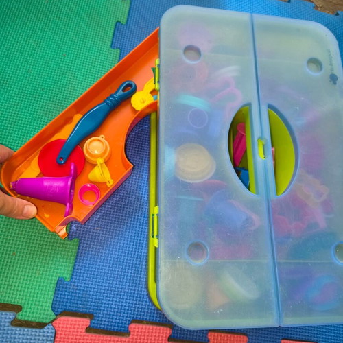 Play Doh plastic case with tools and molds used