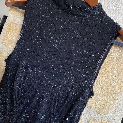 Prestige long black dress with sequins and open back new