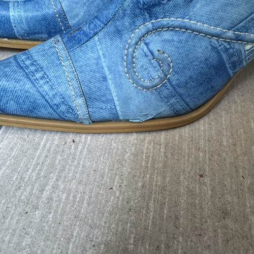 Women’s mules in denim print used, size 38, blue