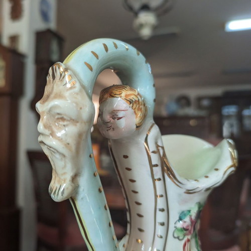 Capodimonte large vintage porcelain pitcher vase 1970s, 39 cm