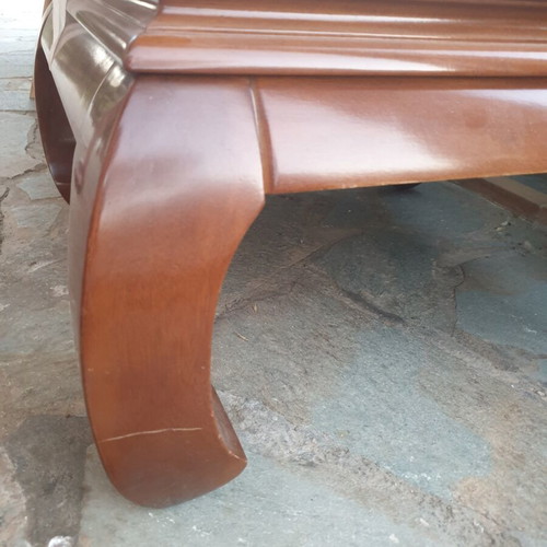 Coffee tables set of 3, solid walnut with colored glass, lightly used