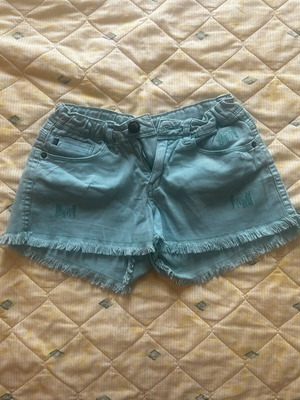 Girls' shorts like new, green and turquoise, size 34cm waist