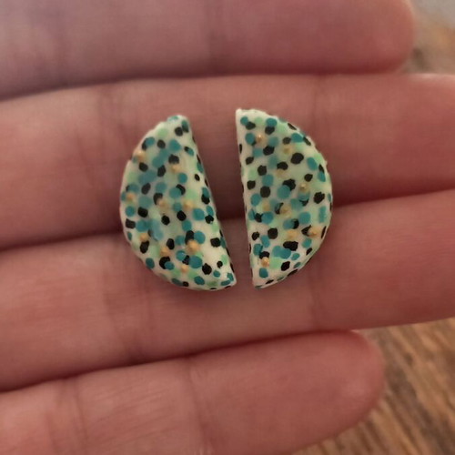 Handmade ceramic earrings colorful new with glass coating