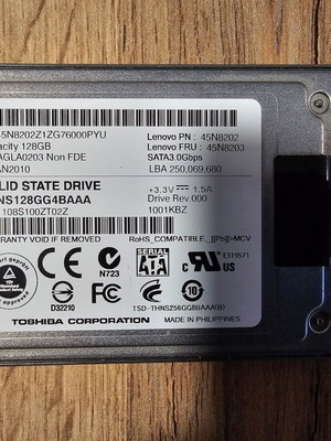 Toshiba THNS128GG4BAAA 1.8" uSATA Micro SSD 128GB used