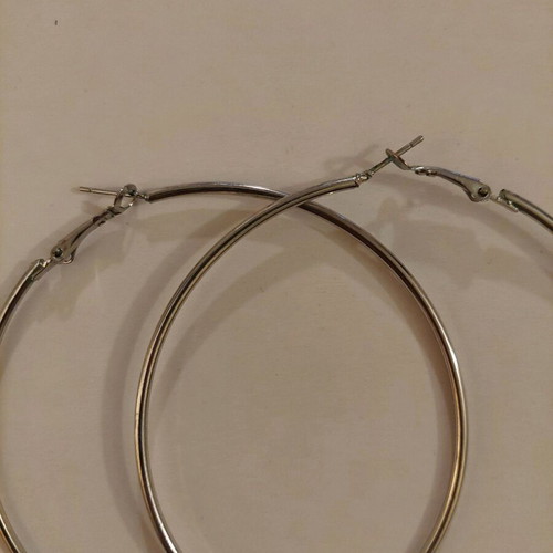 Hoop earrings large silver used with minor wear