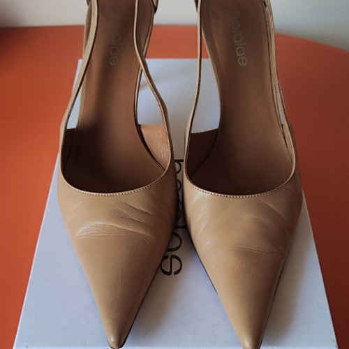 Haralas vintage leather pumps nude taupe size 40, used, 8cm heel