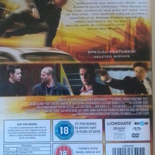Blitz DVD used, police action thriller starring Jason Statham