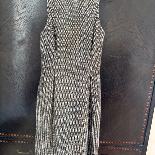 Tweed cocktail dress like new, midi with bow detail