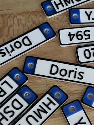 Keychain with car license plate number new, personalized