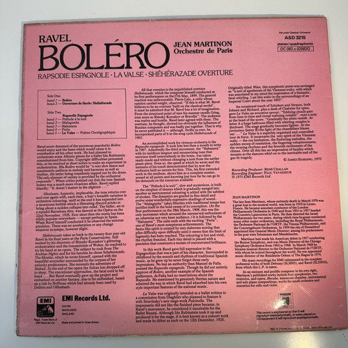 Ravel Boléro vinyl record used, classical music
