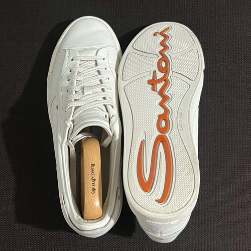 Santoni Leather Sneakers Men’s like new, size 44, creamy white