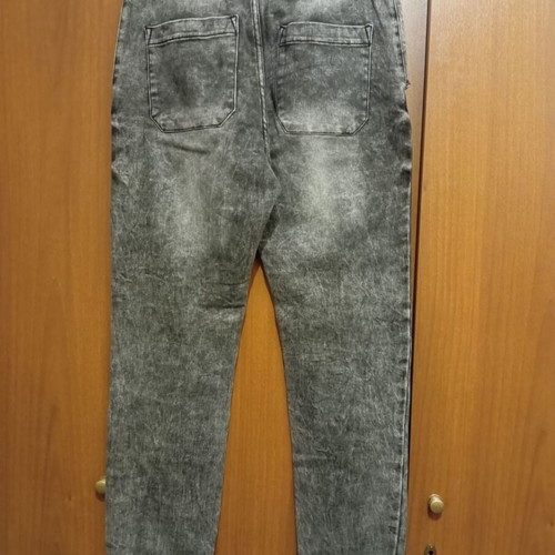 Denim joggers.
