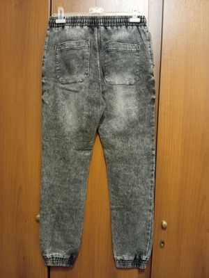 Denim joggers.