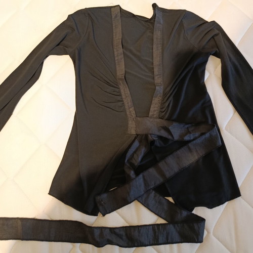 Acne Studios black long-sleeve cardigan bolero with tie