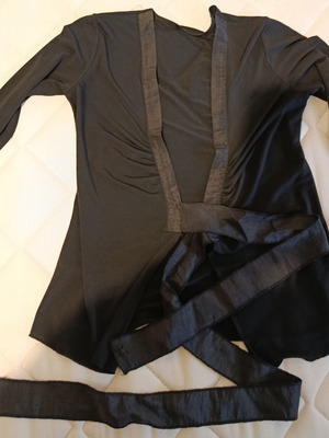 Acne Studios black long-sleeve cardigan bolero with tie