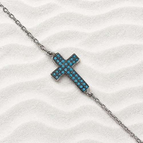 Handmade Gianni Silver Bracelet 925 with Zircon Cross, New