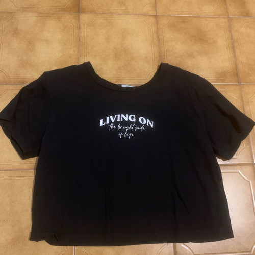 Crop top short-sleeve black women's blouse like new size S