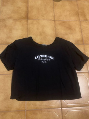 Crop top short-sleeve black women's blouse like new size S