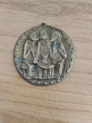 Christian metal pendant used, German, diameter 5