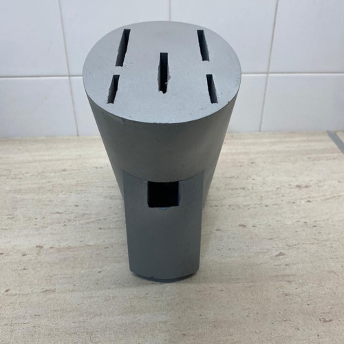 Cook wooden knife block used, silver metal color
