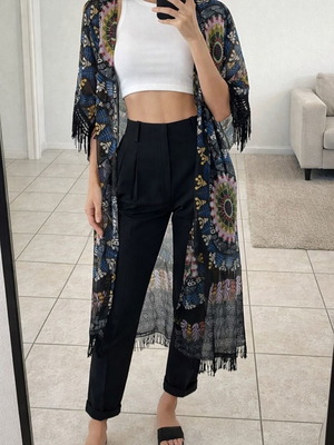 Κιμονό καινούργιο σε boho σχέδιο, μπλε, one size