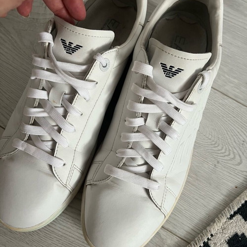 Emporio Armani EA7 men's white leather shoes used, size 46