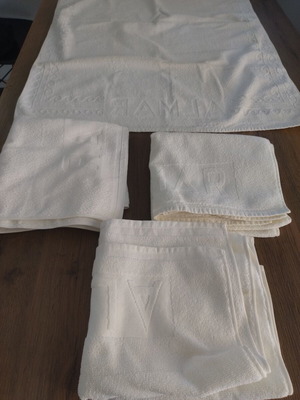 Towel set pack with 1 body towel and 3 face towels, cotton, unused