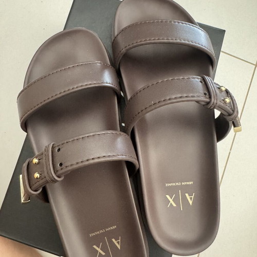 Armani Exchange leather women's sandals brown