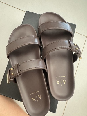 Armani Exchange leather women's sandals brown