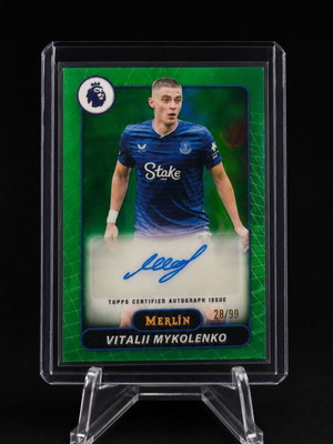 Vitalii Mykolenko Everton Autograph Topps Merlin Card Numbered 28/99