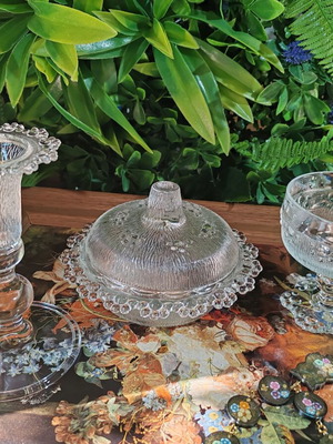 Masserini Barocco vintage Italian glass set, 3 pieces, mid-century ice glass