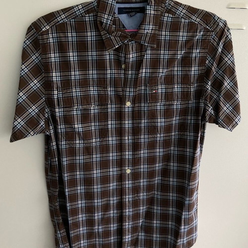 Tommy Hilfiger Medium short-sleeve checked brown shirt like new