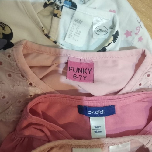 Girls' T-shirts used, pack of 5 for ages 2-3 years