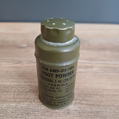 American Army Foot Powder collectible, used, metal container 1 oz