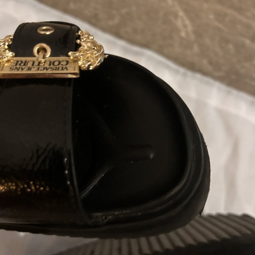 Versace sandal slippers, black and gold