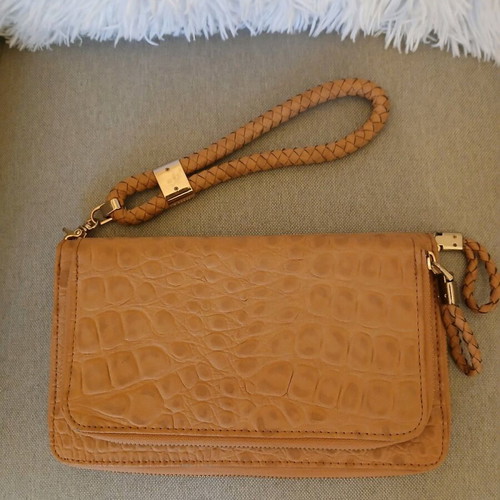 Parfois wallet-clutch camel with detachable strap like new
