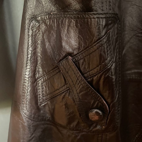 Vintage leather jacket used, brown, size XS