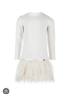 Marasil off white dress with tulle-gold dust jewel and feathers size 12 like new