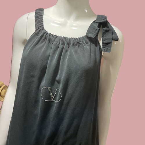 Vstyle dress midi anthracite with rhinestone logo, like new
