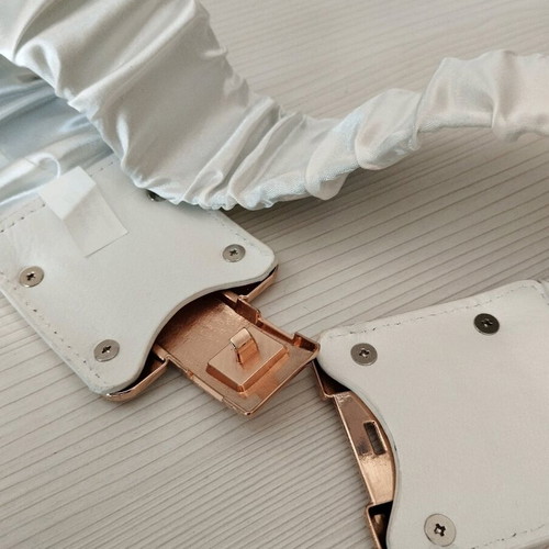 Satin belt off-white elastic with gold buckle like new adjustable
