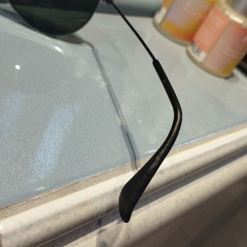 Ray Ban Aviator polarized sunglasses used, green and silver