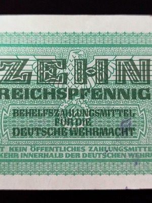 10 Reichspfennig Banknote 1942 German Occupation Gem New