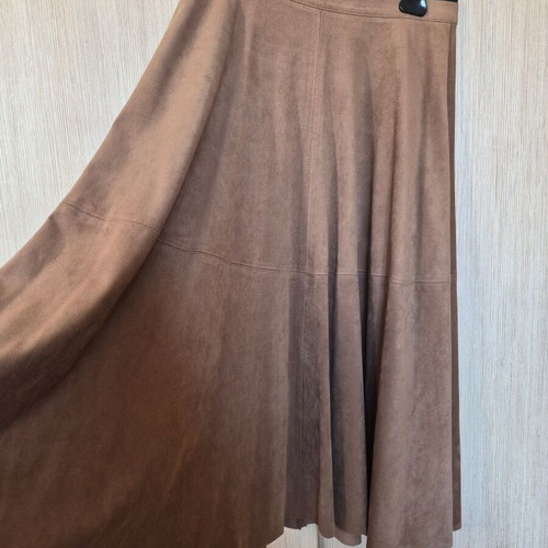Skirt used light brown made of soft suede fabric XS