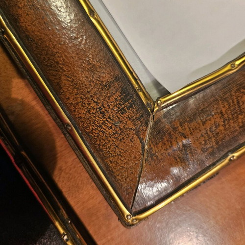 Three leather photo frames with glass like new