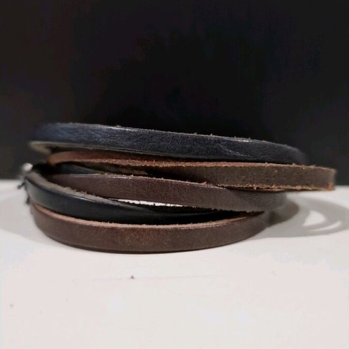 Men's leather bracelet new, two-tone brown and black