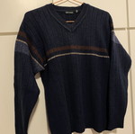 Springfield Vintage 90s V-Neck Sweater, blue and brown
